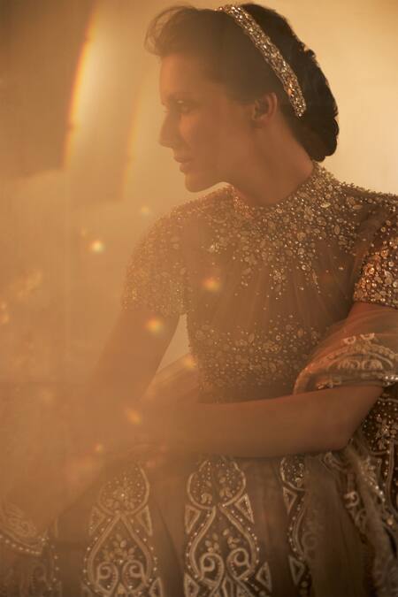 Buy Cherie D Beige Silk, Net, Tulle Round Embroidered Bridal Lehenga Set Online at Aza Fashions Buy_Cherie D_Beige Silk, Net, Tulle Round Embroidered Bridal Lehenga Set _Online_at_Aza_Fashions