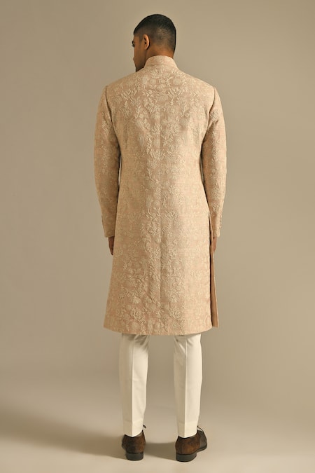 Shop Dhruv Vaish Pink Silk Sherwani And Pant Set at Aza Fashions Shop_Dhruv Vaish_Pink Silk Sherwani And Pant Set _at_Aza_Fashions