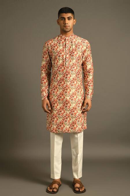 Dhruv Vaish_Multi Color Cotton Silk Chanderi Printed Kurta Set _Online_at_Aza_Fashions