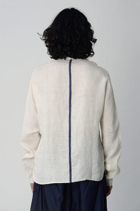 Rajesh Pratap Singh Beige Handloom Linen Shirt at Aza Fashions Rajesh Pratap Singh_Beige Handloom Linen Shirt _at_Aza_Fashions