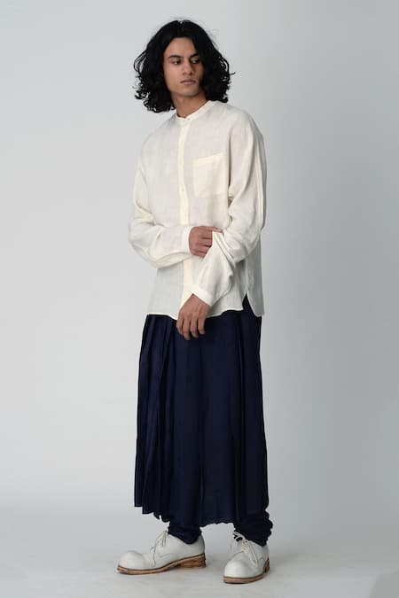 Buy_Rajesh Pratap Singh_Beige Handloom Linen Shirt _Online_at_Aza_Fashions