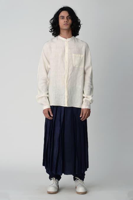 Rajesh Pratap Singh_Beige Handloom Linen Shirt _Online_at_Aza_Fashions