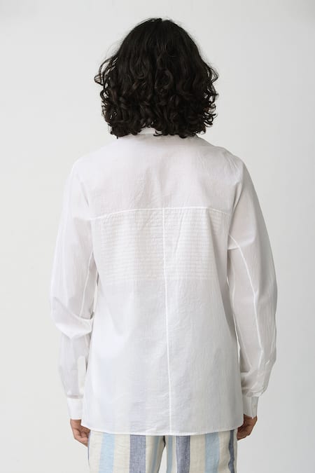 Shop_Rajesh Pratap Singh_White Cotton Printed Shirt _at_Aza_Fashions