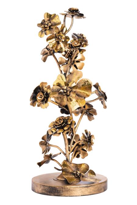 Shop H2h Gold Brass Flower Sculpture at Aza Fashions Shop_H2h_Gold Brass Flower Sculpture_at_Aza_Fashions