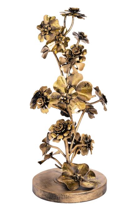 H2h Gold Brass Flower Sculpture Online at Aza Fashions H2h_Gold Brass Flower Sculpture_Online_at_Aza_Fashions
