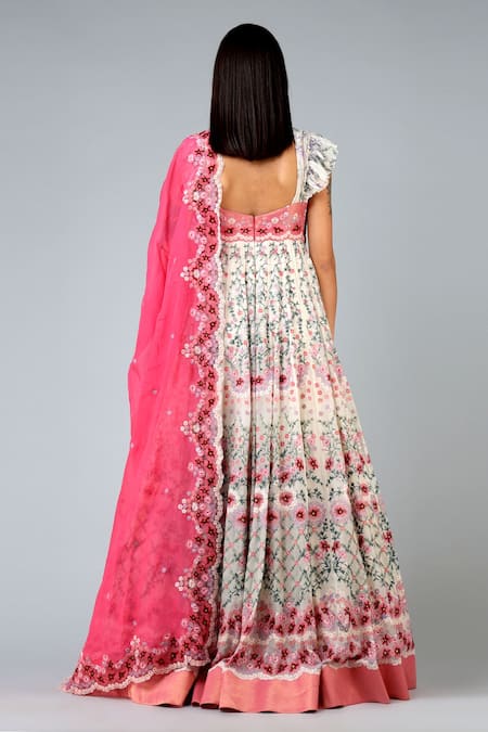 Shop Geisha Designs Pink Viscose Embroidery Thread Floral Anarkali With Dupatta at Aza Fashions Shop_Geisha Designs_Pink Viscose Embroidery Thread Floral Anarkali With Dupatta _at_Aza_Fashions