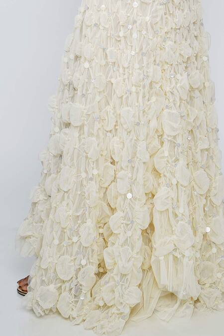 Geisha Designs_White Sweetheart Neck Reagan Fringe Bandeau Gown  _at_Aza_Fashions