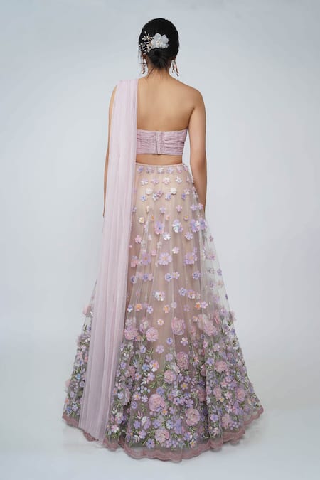 Geisha Designs Draped Blouse & Lehenga Set 