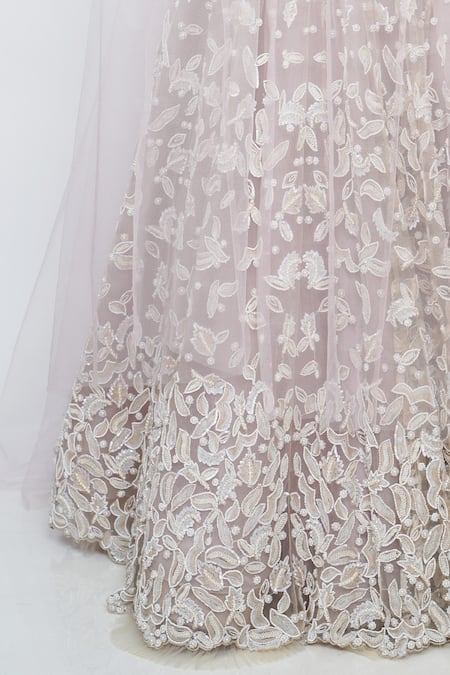 Buy_Geisha Designs_Purple Sweetheart Neck Genevieve Cape And Lehenga Set _Online_at_Aza_Fashions