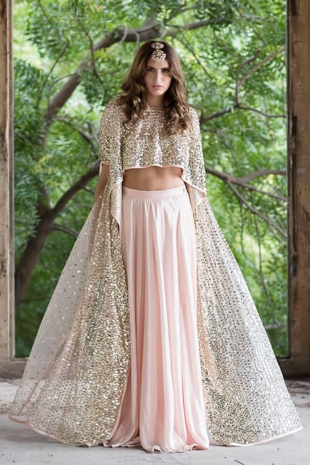 Prathyusha Garimella Pastel Pink Asymmetric Kurta And Lehenga