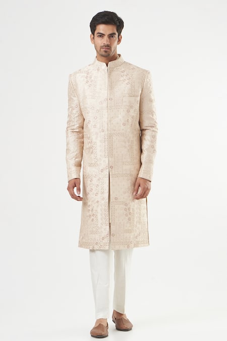 Kasbah Silk Floral Embroidered Sherwani Set 