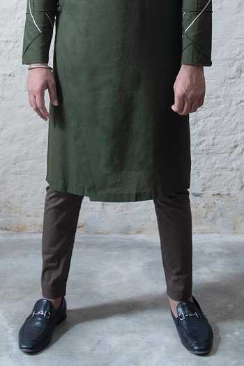 Gram Of Ink_Green And Lycra Full Sleeve Kurta Set_at_Aza_Fashions