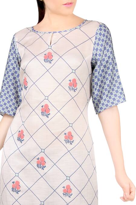 Soup By Sougat Paul_Blue Off-white Printed Kurta And Palazzos _Online_at_Aza_Fashions