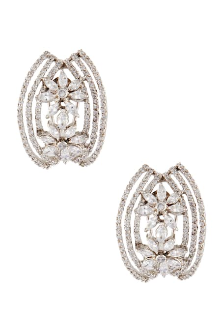 Khushi Jewels Silver Plated Crystal Stud Earrings