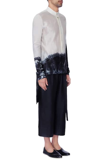 Bloni_Black Chanderi Woven Tie-dye Shirt  _Online_at_Aza_Fashions