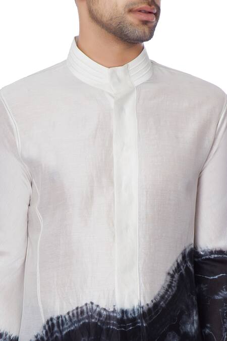 Bloni_Black Chanderi Woven Tie-dye Shirt  _at_Aza_Fashions