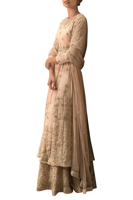 Garo Beige Embroidered Kurta Lehenga Set Online at Aza Fashions Garo_Beige Embroidered Kurta Lehenga Set _Online_at_Aza_Fashions