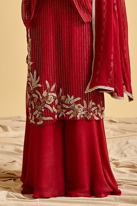 Buy LAHARIO Maroon Kurta And Dupatta , Sharara Shimmer Pearl Set Online at Aza Fashions Buy_LAHARIO_Maroon Kurta And Dupatta , Sharara Shimmer Pearl Set _Online_at_Aza_Fashions