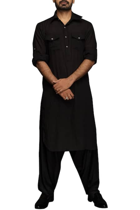 Black pathani kurta salwar new arrivals