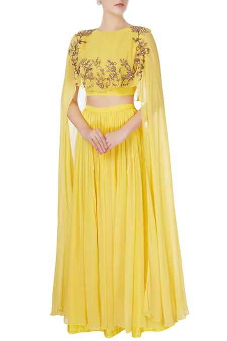 Nitika Kanodia Gupta Dabka & zardozi embroidered cape with flared lehenga & blouse 