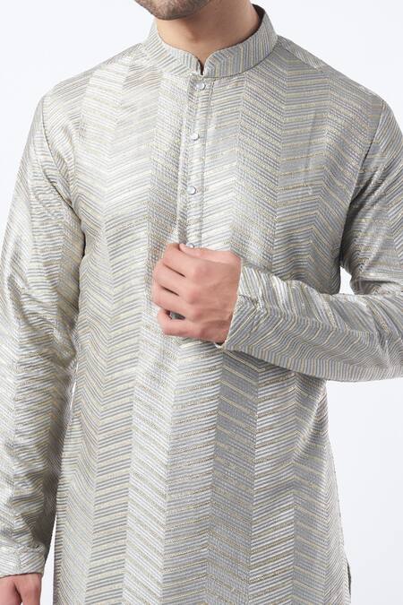 Kasbah Silver Silk, Cotton Sequins Embroidered Kurta Set Online at Aza Fashions Kasbah_Silver Silk, Cotton Sequins Embroidered Kurta Set _Online_at_Aza_Fashions