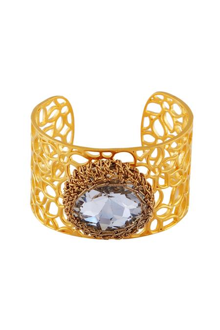 Shillpa Purii Gold Plated Stones Embellished Cuff Bangle