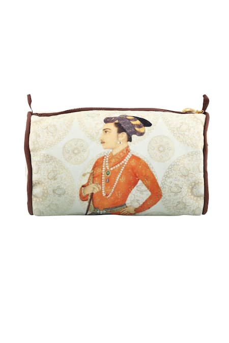 Puneet Gupta Beige Shah Jahan Print Travel Pouch 