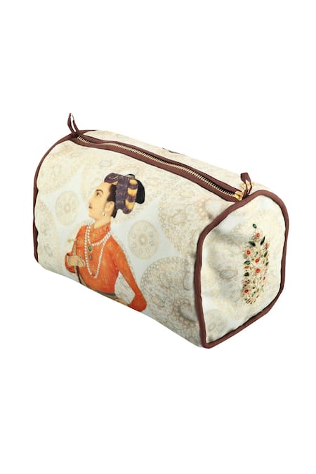 Puneet Gupta Beige Shah Jahan Digital Printed Travel Pouch Online at Aza Fashions Puneet Gupta_Beige Shah Jahan Digital Printed Travel Pouch _Online_at_Aza_Fashions