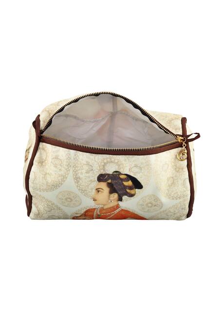 Buy Puneet Gupta Beige Shah Jahan Digital Printed Travel Pouch Online at Aza Fashions Buy_Puneet Gupta_Beige Shah Jahan Digital Printed Travel Pouch _Online_at_Aza_Fashions