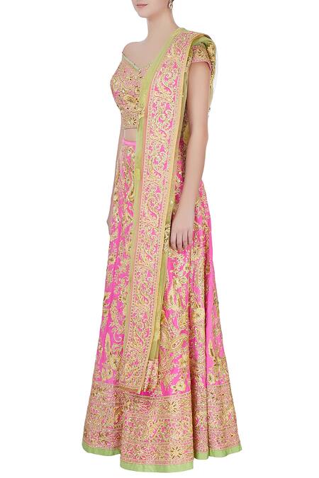 Buy Bhairavi Jaikishan Pink Embroidered Lehenga Set Online at Aza Fashions Buy_Bhairavi Jaikishan_Pink Embroidered Lehenga Set_Online_at_Aza_Fashions