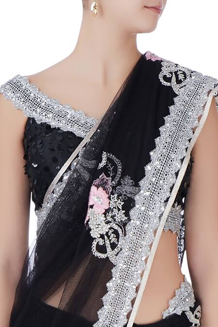 Buy Bhairavi Jaikishan Black Sequin Saree With Blouse And Petticoat Online at Aza Fashions Buy_Bhairavi Jaikishan_Black Sequin Saree With Blouse And Petticoat_Online_at_Aza_Fashions