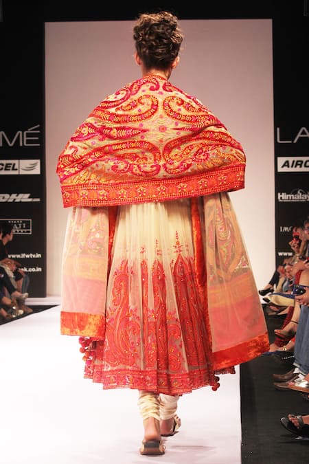 Preeti S Kapoor Beige embroidered anarkali set 