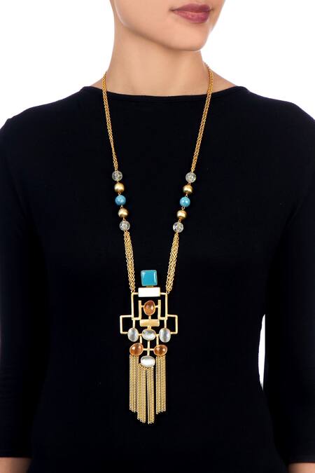 Masaya Jewellery Multicolored gold plated necklace 