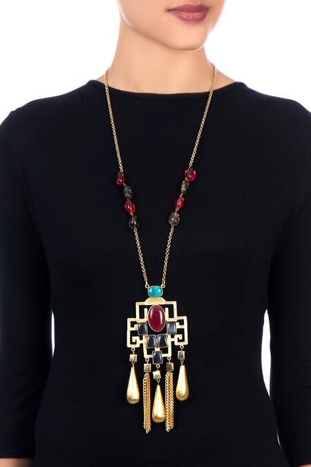 Masaya Jewellery Stone Long Necklace 