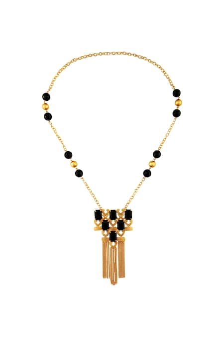 Masaya Jewellery Black stone work statement necklace 