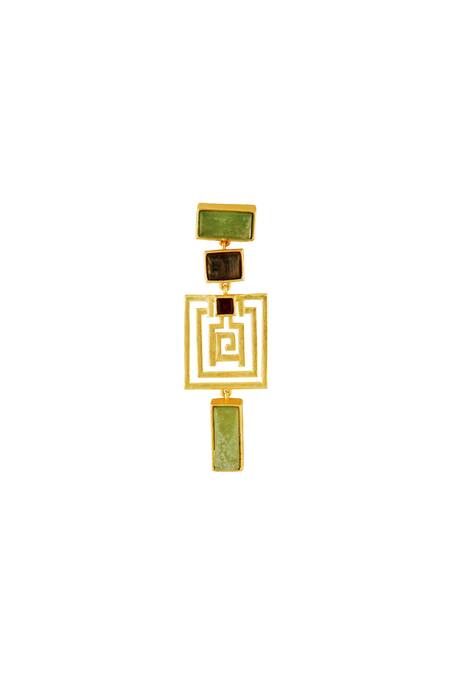 Masaya Jewellery_Gold Plated Stone Geometric Shaped Earrings_Online_at_Aza_Fashions