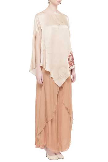 Neeta Bhargava Beige Silk Blouse And Palazzos Online at Aza Fashions Neeta Bhargava_Beige Silk Blouse And Palazzos _Online_at_Aza_Fashions