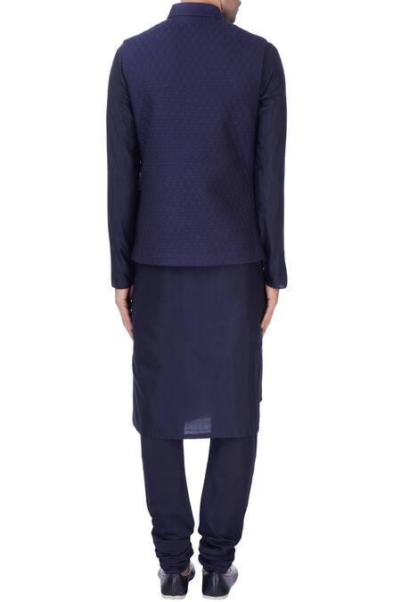 Shop Rajesh Pratap Singh Blue Katan Quilted Floral Nehru Jacket at Aza Fashions Shop_Rajesh Pratap Singh_Blue Katan Quilted Floral Nehru Jacket_at_Aza_Fashions