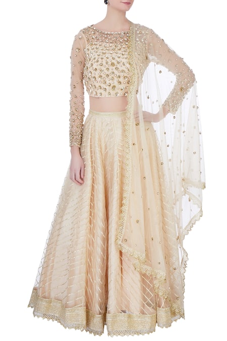 Priyanka Jain Cream sequin embroidered lehenga  