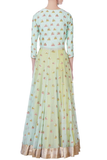 Priyanka Jain Green & blue kurta lehenga set 