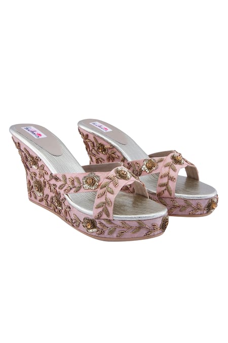 Buy Pink Embellished Wedges by Fuchsia Online at Aza Fashions