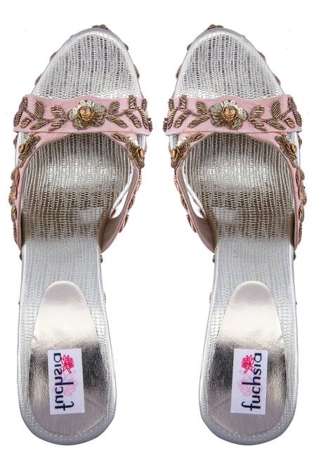 Fuchsia by aashaka mehta Pink Beads, Sequins Embellished Wedges Online at Aza Fashions Fuchsia by aashaka mehta_Pink Beads, Sequins Embellished Wedges _Online_at_Aza_Fashions