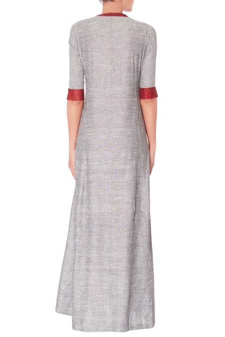 Manasi Sengupta Grey embroidered maxi dress 