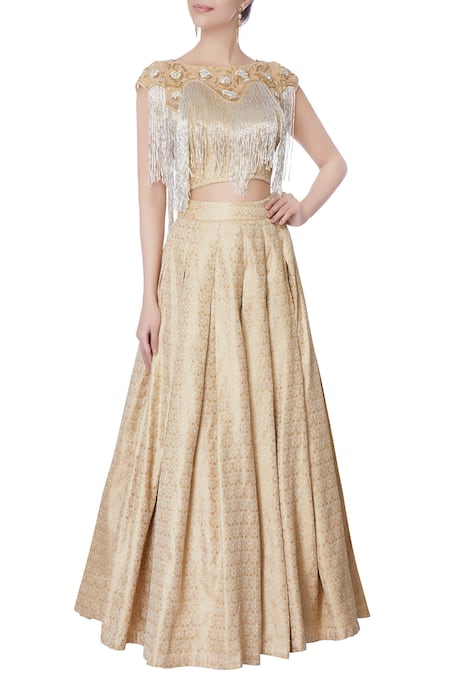 Neha Gursahani Silver brocade blouse & lehenga  