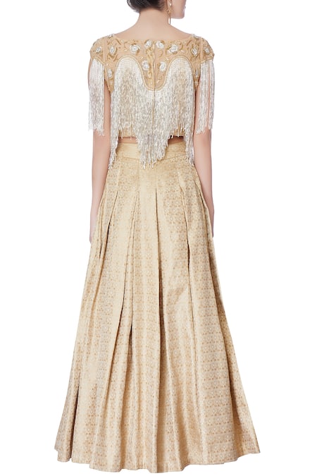 Neha Gursahani Silver brocade blouse & lehenga  