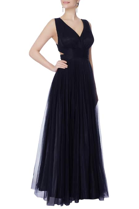 Neha Gursahani Black Pleated Gown 