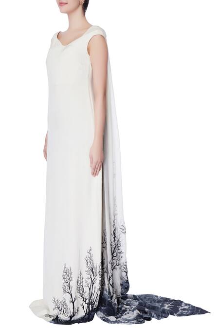 Buy_Bloni_Black Draped Gown_Online_at_Aza_Fashions