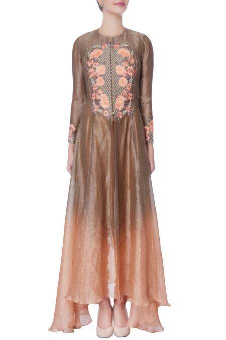 Shop_Incheetape_Grey Silk Linen Hand-finished Jaali Kurta Set _Online_at_Aza_Fashions