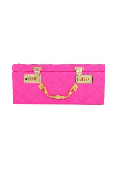 Shop_Puneet Gupta_Pink Diamante Bridal Print Trunk _at_Aza_Fashions