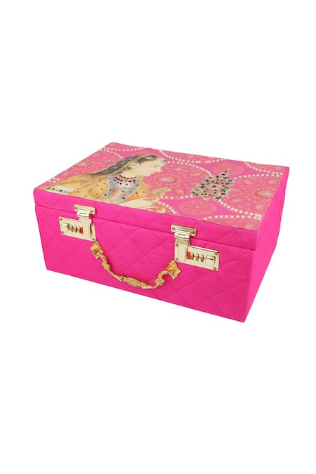 Puneet Gupta_Pink Diamante Bridal Print Trunk _Online_at_Aza_Fashions